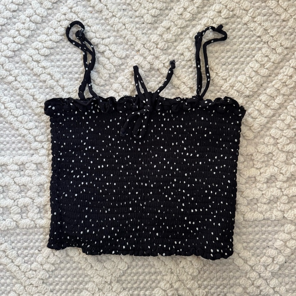 Reformation stretchy polka dot top